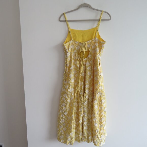 ANTHROPOLOGIE MAEVE Rhonda Textured Midi Dress in Yellow Floral Boho Size US 6 - Picture 11 of 15